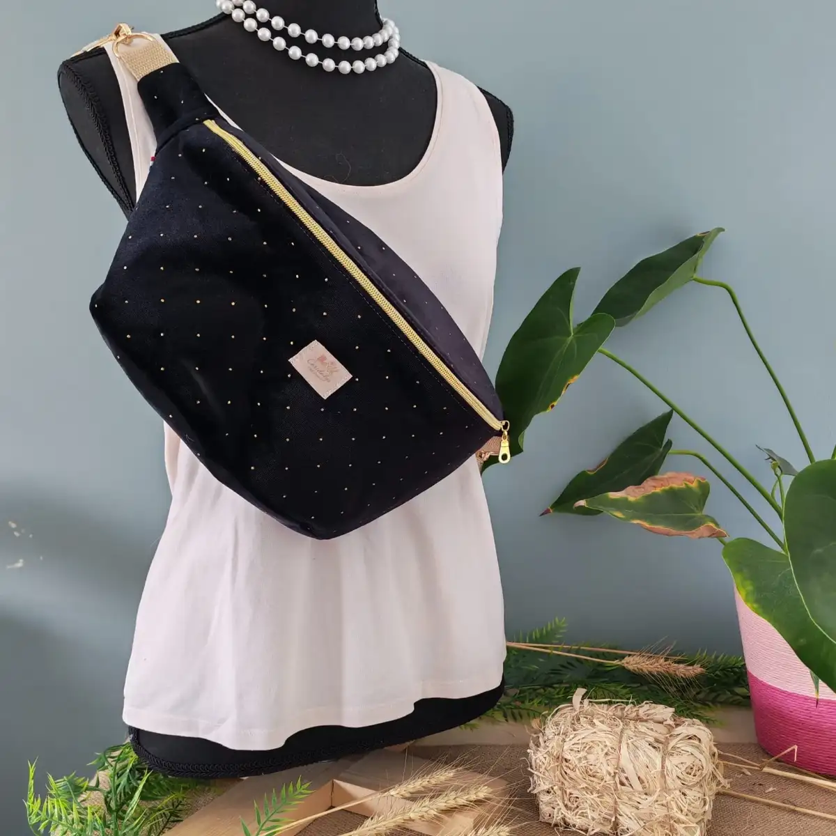 Sac banane XL velours doux et fin