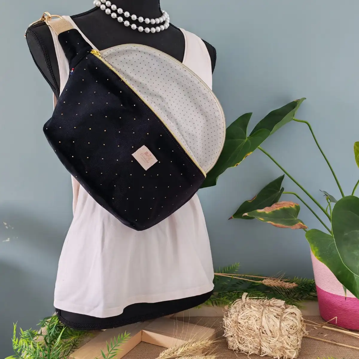 Sac banane XL velours doux et fin