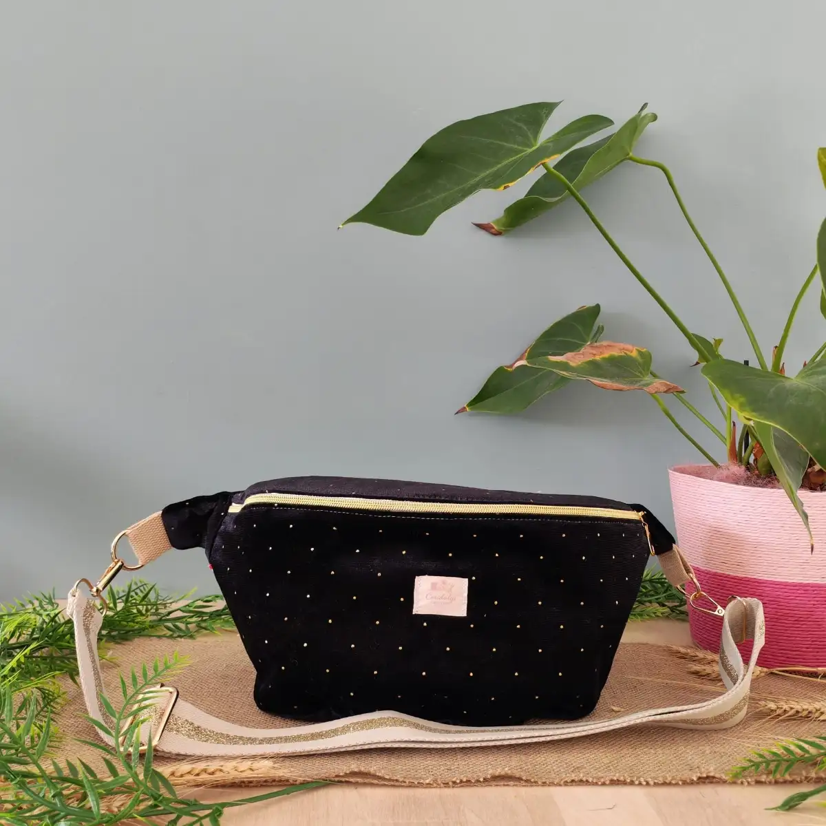 Sac banane XL velours doux et fin