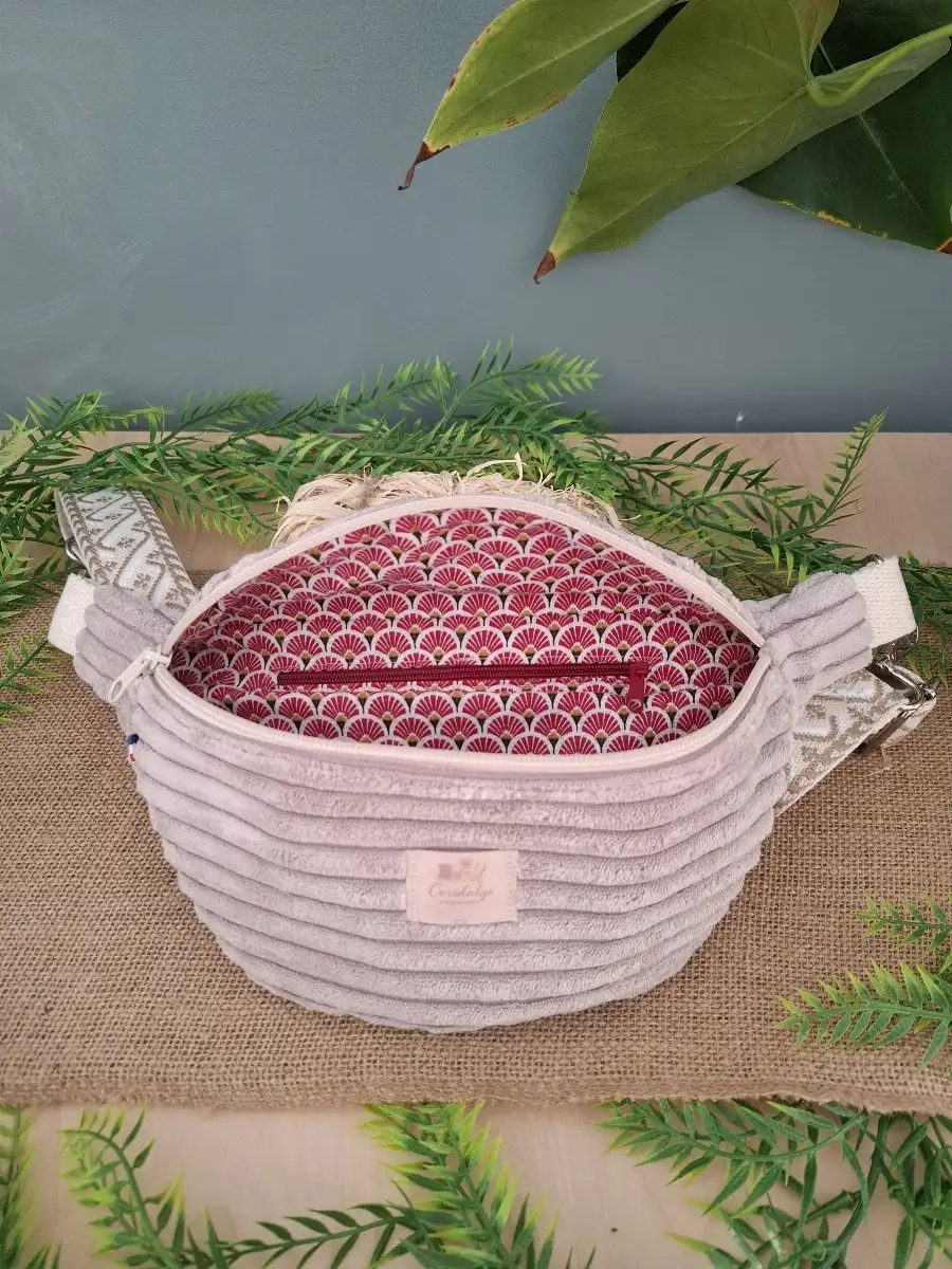 Sac banane Médium en Velours rose poudrée