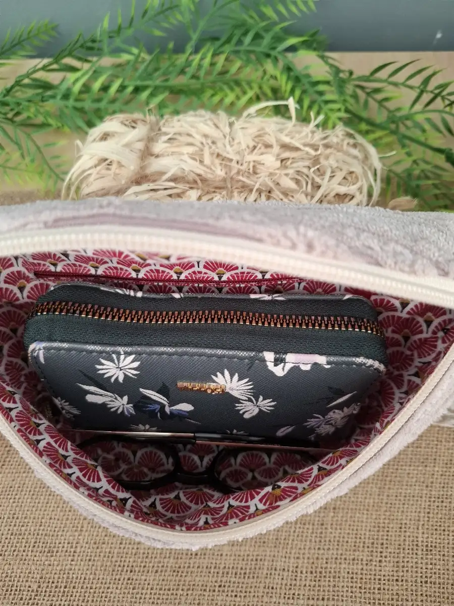 Sac banane Médium en Velours rose poudrée
