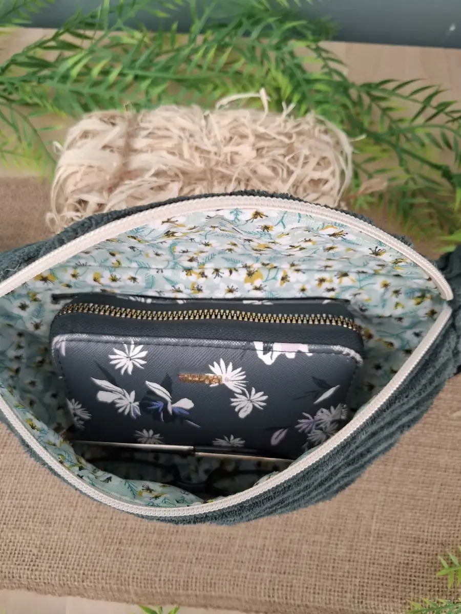 Sac banane Médium en Velours vert foncé