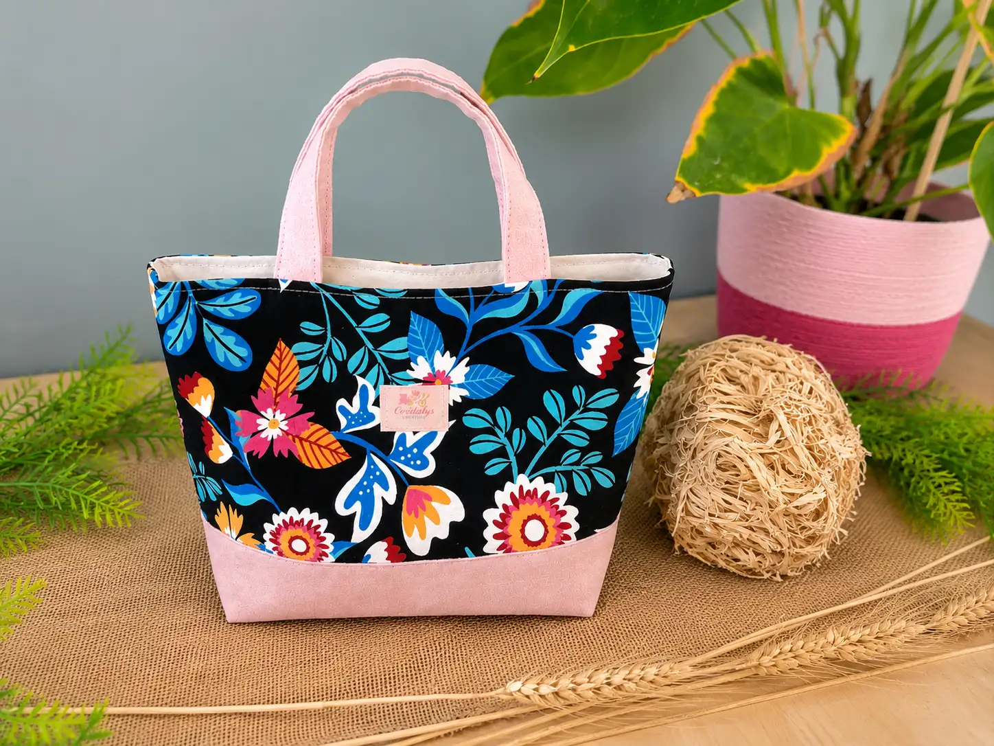Mini sac cabas suédine rose